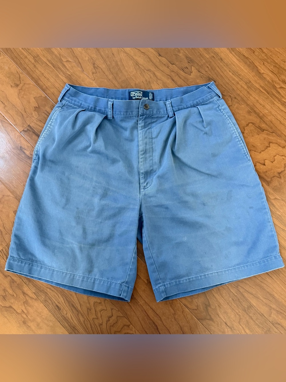 Polo Ralph Lauren Tyler Short Mens 35 Blue Pleated Chino Shorts